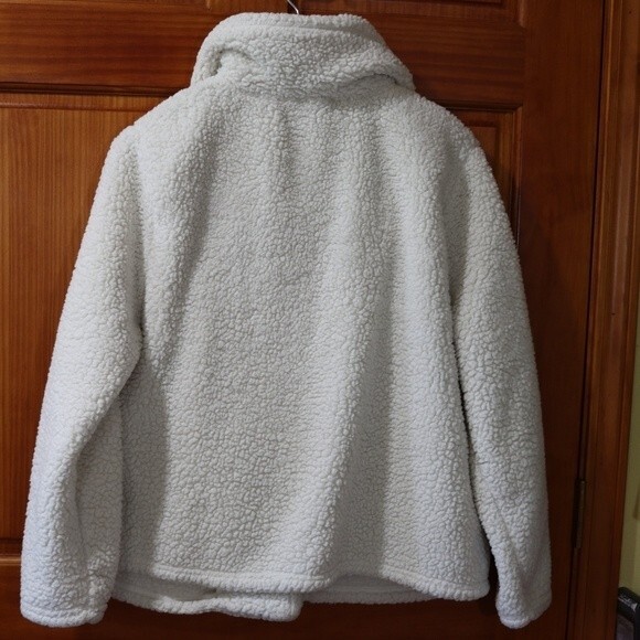 Cuddl Duds White Fuzzy Fleece Teddy Jacket Medium - Picture 8 of 12